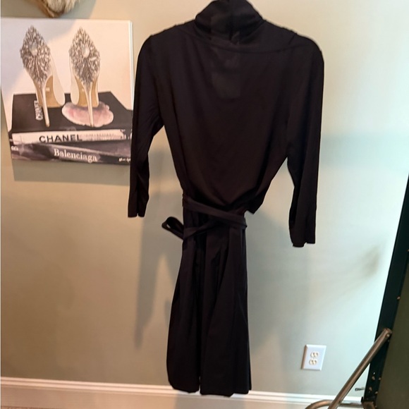 MaxMara Black/Navy 3/4 Sleeve Wrap Dress w/ Pleated Midi Skirt Size 44/M/L $825 - Picture 8 of 14